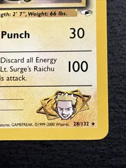 Lt. Surge’s Raichu 28/132 Pokemon TCG Gym Heroes Rare Card Near Mint NM- - Image 4