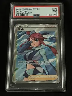 Pokemon TCG Skyla Holo Ultra Rare Full Art Card Shining Fates 072/072 PSA 9 - Image 1