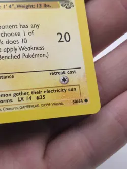 Pokemon Card - Pikachu Jungle 60/64 Common 1st Edition NM - Image 3