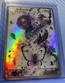 Pokemon Butterfree Anime Card Full Art Fanart Custom Card Holo ACG DIY - Image 1