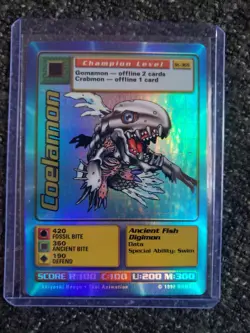 Vintage Digimon CCG Battle Series 1 Holo Card Coelamon ST-36S - Image 1