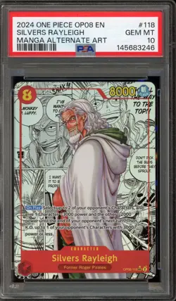 One Piece CCG Silvers Rayleigh Manga Alternate Art OP08-118 PSA 10 Gem Mint - Image 1