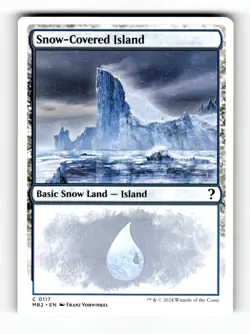 MTG: Snow-Covered Island (White Border) | Mystery Booster 2 117 NM - Image 1