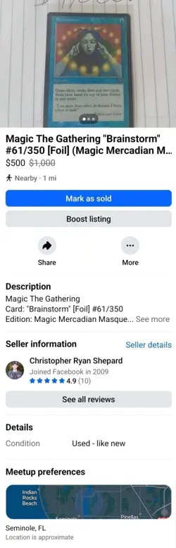 MTG Magic The Gathering-Brainstorm Foil- Mercadian Masques 1993-1999-# 61/350 - Image 3