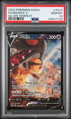 2022 POKEMON SWORD & SHIELD SILVER TEMPEST #TG17 FULL ART/MAWILE V PSA 10 - Image 1
