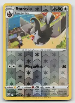 Pokemon Staravia Reverse Holo Uncommon SWSH09: Brilliant Stars 118/172 NM - Image 1