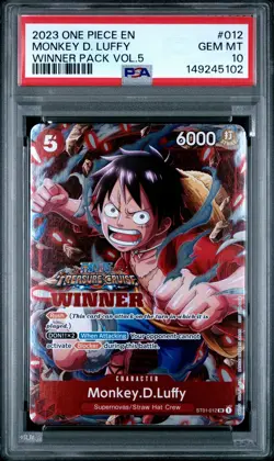 2023 ONE PIECE PROMOS WINNER PACK VOL.5 #012 MONKEY D. LUFFY PSA 10 - Image 1