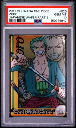 2011 ONE PIECE MORINAGA JAPANESE WAFER PART 1 #020 ZORO PSA 10 - Image 1