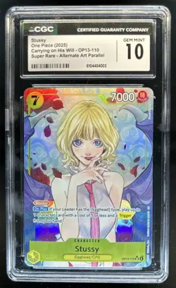 2025 One Piece Carrying On His Will Stussy Super Rare Alt Art #OP13-110 CGC 10 - Image 1