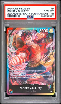 2024 ONE PIECE PROMOS 2ND ANNIVERSARY TOURNAMENT #P MONKEY D. LUFFY PSA 10 - Image 1