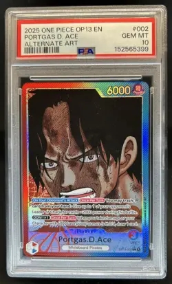 2025 One Piece Portgas D. Ace Leader Alt Art #OP13-002 PSA 10 GEM MINT - Image 1