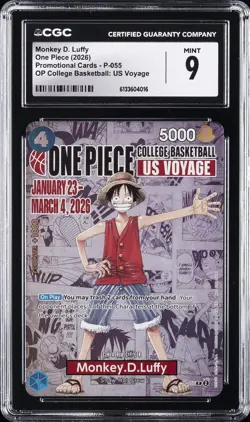 2026 ONE PIECE PROMOS COLLEGE BASKETBALL: US VOYAGE MONKEY D. LUFFY CGC 9 - Image 1