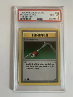 PSA 8 NM-MT Maintenance 83/102 1ST EDITION Base Set Shadowless Pokemon Card - Image 1