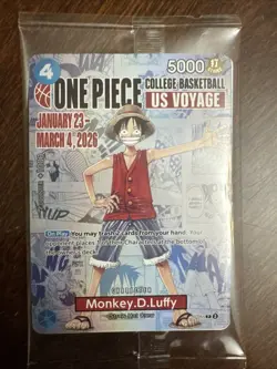 One Piece Monkey D. Luffy College Basketball US Voyage Promo Card Sealed NEW - Image 1