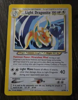 Vintage Light Dragonite Neo Destiny Holo Rare 14/105 Pokemon Card - Image 1