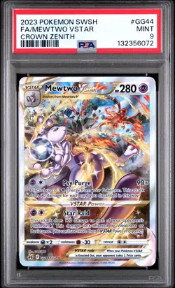 2023 POKEMON SWORD & SHIELD CROWN ZENITH #GG44 FULL ART/MEWTWO VSTAR PSA 9 - Image 1