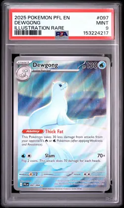 2025 POKEMON PFL EN-PHANTASMAL FLAMES ILLUSTRATION RARE #097 DEWGONG PSA 9 - Image 1