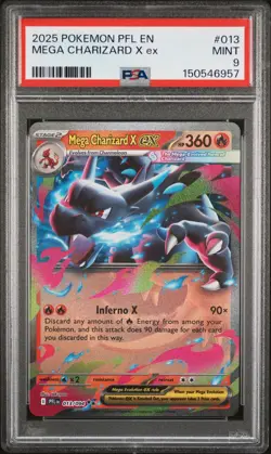 2025 POKEMON PFL EN-PHANTASMAL FLAMES #013 MEGA CHARIZARD X EX PSA 9 - Image 1