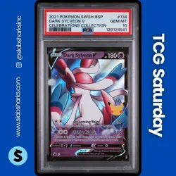 2021 POKEMON SWSH BS PROMO CELEBRATIONS COLL. #SWSH134 DARK SYLVEON V PSA 10 - Image 1
