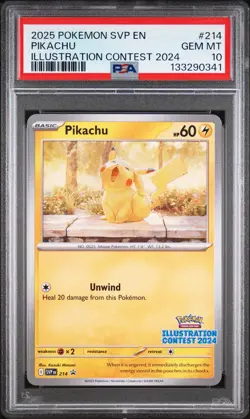 2025 POKEMON SVP EN-SV BLACK STAR PROMO ILLUSTRATION CONTEST 2024 PIKACHU PSA 10 - Image 1