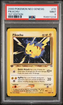 2000 POKEMON NEO GENESIS 1ST EDITION #70 PIKACHU PSA 9 - Image 1