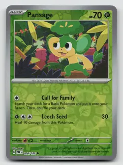 Pokemon Pansage Reverse Holo Common SV04: Paradox Rift 004/182 NM - Image 1