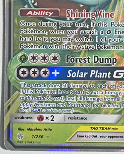 Venusaur & Snivy GX 1/236 Pokemon TCG SM-Cosmic Eclipse Ultra Rare Holo - Image 5