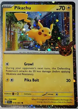 Fart Swirl 🌀 Pikachu 018 Cosmos Holo Heavily Bleed Error Rare Pokemon TCG 27 - Image 1