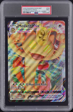 2020 POKEMON SWSH BLACK STAR JUMBO PROMO #005 FULL ART/MEOWTH VMAX PSA 9 - Image 1