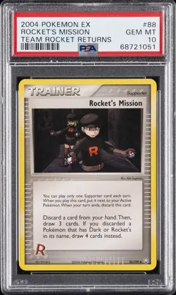 2004 POKEMON EX TEAM ROCKET RETURNS #88 ROCKET'S MISSION PSA 10 - Image 1