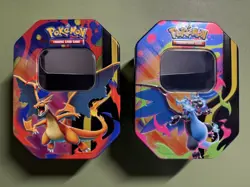 Pokemon TCG Mega Charizard X + Y ex EMPTY Tins NO PACKS NO PROMOS - Image 1