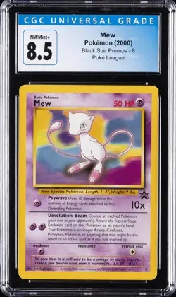 2000 POKEMON BLACK STAR PROMOS POKE LEAGUE #8 MEW CGC 8.5 - Image 1