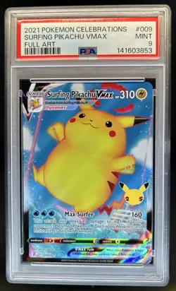 2021 Pokemon SWSH Celebrations Surfing Pikachu VM #009/025 PSA 9 - Image 1
