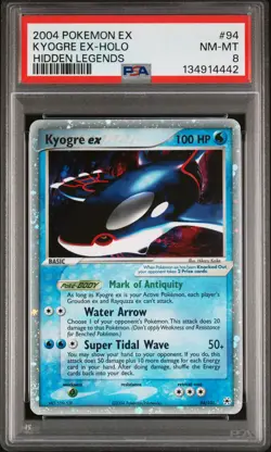 2004 POKEMON EX HIDDEN LEGENDS #94 KYOGRE EX-HOLO PSA 8 - Image 1