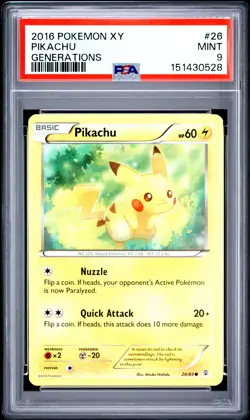 2016 POKEMON XY GENERATIONS #26 PIKACHU PSA 9 - Image 1