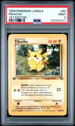 1999 POKEMON JUNGLE 1ST EDITION #60 PIKACHU PSA 9 - Image 1