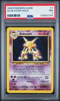 1999 POKEMON BASE SET UNLIMITED #1 ALAKAZAM-HOLO PSA 7 - Image 1