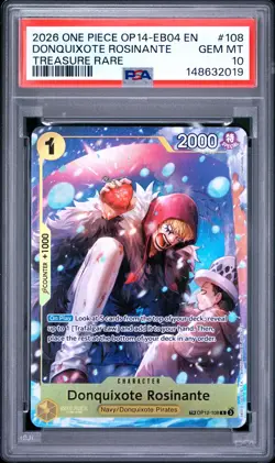 2026 ONE PIECE OP14-EB04-THE AZURE SEA'S SEVEN #108 DONQUIXOTE ROSINANTE PSA 10 - Image 1