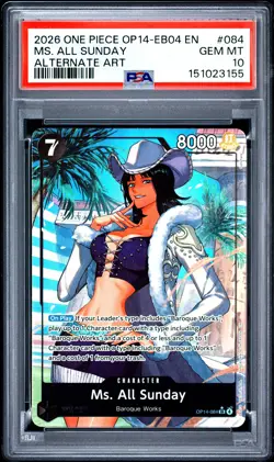 2026 ONE PIECE THE AZURE SEA'S SEVEN ALT ART #084 MS. ALL SUNDAY PSA 10 - Image 1
