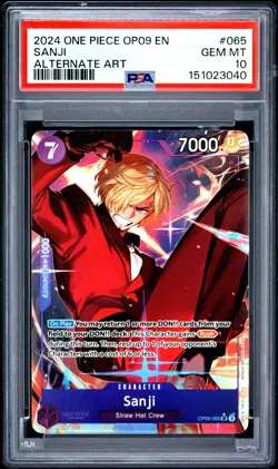 2024 ONE PIECE OP09-EMPERORS IN THE NEW WORLD ALTERNATE ART #065 SANJI PSA 10 - Image 1