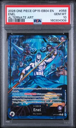 2026 ONE PIECE OP15-EB04-ADVENTURE ON KAMI'S ISLAND ALTERNATE ART ENEL PSA 10 - Image 1