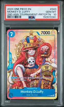 2024 ONE PIECE 2ND ANNIV TOURNAMENT-PARTICIPATION PROMO MONKEY D. LUFFY PSA 10 - Image 1