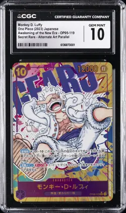2023 ONE PIECE JPN AWAKENING OF THE NEW ERA ALT ART MONKEY D. LUFFY CGC 10 GM - Image 1