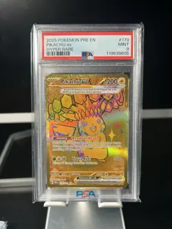 2025 POKEMON SV PRISMATIC EVOLUTIONS #179 PIKACHU HYPER RARE PSA 9 - Image 1