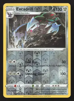 Pokemon Excadrill Reverse Holo Uncommon SWSH04: Vivid Voltage 122/185 NM - Image 1