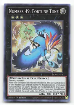 Yugioh Number 49: Fortune Tune Super Rare 1st Edition KICO-EN048 NM - Image 1