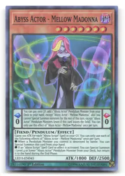 Yugioh Abyss Actor - Mellow Madonna Super Rare 1st Edition LED3-EN045 NM - Image 1