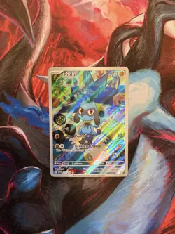Riolu Holo Full Art Scarlet & Violet Base Set Illustration Card 215/198 Pokemon! - Image 1