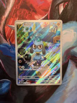 Riolu Holo Full Art Scarlet & Violet Base Set Illustration Card 215/198 Pokemon! - Image 2