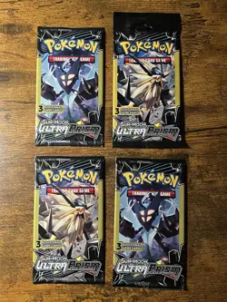 Pokemon Sun & Moon Ultra Prism 3 Card Mini Booster Packs 4 Packs - Image 1